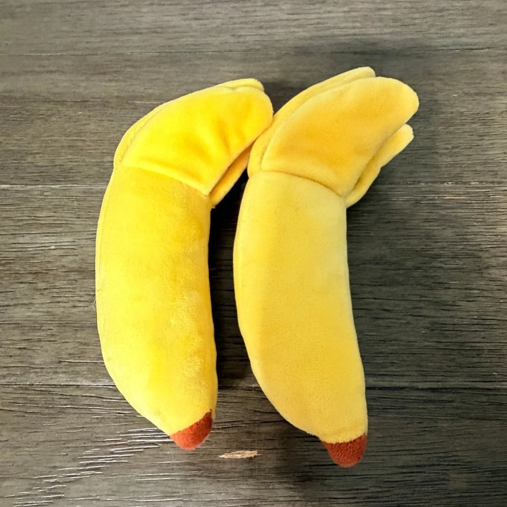 Lot of 2‎ Kawaii Smiling Banana Plush Stuffed Food Toy Yellow Fruit Cute Peeling